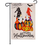 Load image into Gallery viewer, G128 Garden Flag Happy Halloween Two Witchy Gnomes 12x18 Blockout Fabric