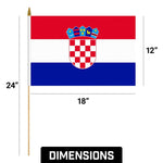Load image into Gallery viewer, G128 12 Pack Handheld Croatia Croatian Stick Flags  12x18 In  Printed 150D Polyester, Country Flag, Solid Wooden Stick, Spear Gold Tip