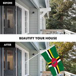 Load image into Gallery viewer, G128 Combo Pack: 6 Ft Tangle Free Aluminum Spinning Flagpole (White) &amp; Dominica Dominican Flag 3x5 Ft, LiteWeave Pro Series Printed 150D Polyester  Pole with Flag Included