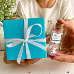 Load image into Gallery viewer, Unique Birthday Gifts for Him and Her Cute and Funny Bday Presents for Men and Women Gift for Mom Dad Family (Rainbow Unicorn Have a Magical Birthday Message Bottle in Teal Gift Box)