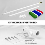 Load image into Gallery viewer, G128 Combo Pack: 6 Ft Tangle Free Aluminum Spinning Flagpole (White) &amp; Gambia Gambian Flag  3x5 Ft LiteWeave Pro Series Printed 150D Polyester  Pole with Flag Included