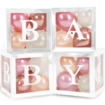 Load image into Gallery viewer, Baby Shower Boxes with Letters 44 Pcs White Boxes with Rose Gold Dusty Pink Sand &amp; White Balloons Gender Reveal &amp; Party Decoration Set by