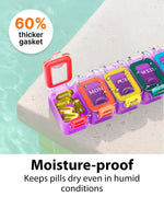 Load image into Gallery viewer, Weekly Pill Organizer 1 time a Day Pill Box 7 Day with Enhanced Waterproof Seal Large compartments Hold Big Vitamins &amp; Supplements Upgraded Locking lids for Home &amp; Travel use Durable Hard case