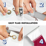 Load image into Gallery viewer, G128 Combo Pack: 6 Ft Tangle Free Spinning Flagpole (Silver) &amp; Qatar Flag 3x5 Ft Printed 150D Polyester, Brass Grommets (Flag Included) Aluminum Flag Pole