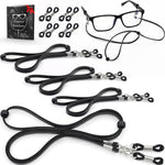 Load image into Gallery viewer, Eyeglass Strap Holders Premium ECO Leather 4 Cords Black AntiSlip Clip Loop