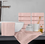 Load image into Gallery viewer, Luxury Cotton Washcloths Large Hotel Bathroom Face Towel 12 Pack Pink 13x13 in