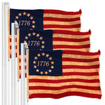 Load image into Gallery viewer, G128 3 Pack: Betsy Ross 1776 TeaStained Flag  3x5 Ft  LiteWeave Pro Series Printed 300D Polyester  Historical Flag, Vibrant Colors, Brass Grommets, Thicker and More Durable Than 100D 75D Polyester