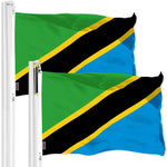 Load image into Gallery viewer, G128 2 Pack: Tanzania Tanzanian Flag  3x5 Ft  LiteWeave Pro Series Printed 150D Polyester  Country Flag, Indoor/Outdoor, Vibrant Colors, Brass Grommets, Thicker and More Durable Than 100D 75D Poly