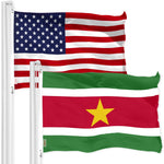 Load image into Gallery viewer, G128 Combo Pack: American USA Flag 3x5 Ft &amp; Suriname Surinamese Flag 3x5 Ft  Both LiteWeave Pro Series Printed 150D Polyester, Brass Grommets