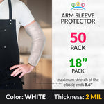 Load image into Gallery viewer, Disposable Sleeve Protectors for Arms 18 inch 50 Pack White Polyethylene Disposable Sleeve Covers for Arms  Protective Sleeves for Arms 2 Mil Waterproof Protective Arm Covers with Elastic Ends