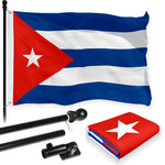 Load image into Gallery viewer, G128 Combo Pack: 6 Feet Tangle Free Spinning Flagpole (Black) Cuba Cuban Flag 3x5 ft Printed 150D Brass Grommets (Flag Included) Aluminum Flag Pole