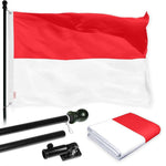 Load image into Gallery viewer, G128 Combo Pack: 6 Ft Tangle Free Spinning Flagpole (Black) &amp; Indonesia Flag 3x5 Ft Printed 150D Polyester, Brass Grommets (Flag Included) Aluminum Flag Pole