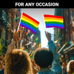 Load image into Gallery viewer, G128 2 Pack: LGBT Rainbow Pride Car Flag  11x17 In  Double LiteWeave Pro Series Double Sided Printed 150D Polyester  Flagpole Included  Perfect for Festival Celebrations, Parades