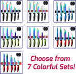 Load image into Gallery viewer, Kitchen Knife Set Kit 5 Dishwasher Safe Colorful Knives with Sharpener Blue