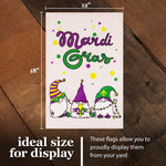 Load image into Gallery viewer, G128 Combo Pack: Garden Flag Stand Black 36 in x 16 in &amp; Garden Flag Mardi Gras Decoration Three Gnomes 12x18 DoubleSided Burlap Fabric