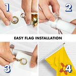Load image into Gallery viewer, G128 Combo Pack: 5 Ft Tangle Free Spinning Flagpole (White) &amp; New Mexico Flag 2x3 Ft Embroidered 220GSM Spun Polyester, Brass Grommets (Flag Included) Aluminum Flag Pole