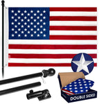 Load image into Gallery viewer, G128  6 Feet Tangle Free Spinning Flagpole (Black) USA Double Sided Brass Grommets Embroidered 3x5 ft (Flag Included) Aluminum Flag Pole