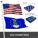 Load image into Gallery viewer, G128 Combo Pack: American USA Flag ToughWeave Series 2x3 Ft Single Sided &amp; US Air Force Flag Double Sided 2x3 Ft Double ToughWeave Series  Both Embroidered Polyester, Brass Grommets