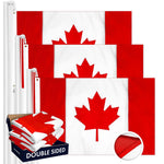 Load image into Gallery viewer, G128 3 Pack: Canada Canadian Flag  2.5x4 Ft  Double ToughWeave Series Double Sided Embroidered 210D Polyester  Country Flag, Embroidered Design, Indoor/Outdoor, Brass Grommets, Heavy Duty, 3ply
