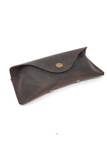 Load image into Gallery viewer, Leather Eyeglass Case Glasses Sunglass Case Genuine Leather with Snap Closure