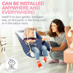 Load image into Gallery viewer, Canvas Kids Swing Wooden Hanging Seat Chair with Safety Belt Durable Toddler Seat Suitable for Outdoor and Indoor Use Mounting Hardware Included Blue