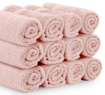 Load image into Gallery viewer, Luxury Cotton Washcloths Large Hotel Bathroom Face Towel 12 Pack Pink 13x13 in