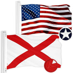 Load image into Gallery viewer, G128 Combo Pack: American USA Flag 3x5 Ft &amp; Alabama AL State Flag 3x5 Ft  Both ToughWeave Series Embroidered 300D Polyester, Embroidered Design, Indoor/Outdoor, Brass Grommets