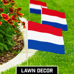 Load image into Gallery viewer, G128 12 Pack Handheld Netherlands Dutch Stick Flags  12x18 In  Printed 150D Polyester, Country Flag, Solid Wooden Stick, Spear Gold Tip