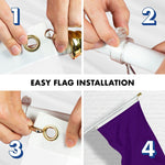 Load image into Gallery viewer, G128 Combo Pack: 5 Ft Tangle Free Aluminum Spinning Flagpole (White) &amp; Solid Purple Color Flag 2x3 Ft, LiteWeave Pro Series Printed 150D Polyester  Pole with Flag Included