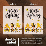 Load image into Gallery viewer, Combo Pack: Garden Flag Stand Black 36 in x 16 in &amp; Garden Flag Hello Spring Decoration Three Bee Gnomes 12x18 DoubleSided Burlap Fabric
