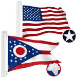Load image into Gallery viewer, G128 Combo Pack: American USA Flag 2x3 Ft &amp; Ohio OH State Flag 2x3 Ft  Both StormFlyer Series Embroidered 220GSM Spun Polyester, Brass Grommets