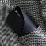 Load image into Gallery viewer, Black Genuine Leather Eyeglasses &amp; Sunglasses Case with Magnetic Snap Closure