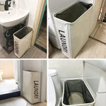 Load image into Gallery viewer, 52L Large Slim Rolling On Wheels Laundry Hamper Tall Dirty Clothes Storage Basket Standable Corner Handy Bin Hamper Basket 15×8×22  (22 Inches Printed Beige)