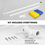 Load image into Gallery viewer, G128 Combo Pack: 6 Ft Tangle Free Aluminum Spinning Flagpole (White) &amp; Ukraine Ukrainian Flag 3x5 Ft, LiteWeave Pro Series Printed 150D Polyester, 4 Corner Brass Grommets  Pole with Flag Included