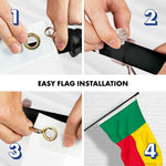Load image into Gallery viewer, G128 Combo Pack: 6 Ft Tangle Free Aluminum Spinning Flagpole (Black) &amp; Benin Beninese Flag 3x5 Ft, LiteWeave Pro Series Printed 150D Polyester  Pole with Flag Included