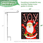 Load image into Gallery viewer, G128 Combo Pack: Garden Flag Stand Black 36 in x 16 in &amp; Garden Flag Christmas Decoration Joyful Santa 12x18 DoubleSided Blockout Fabric