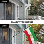 Load image into Gallery viewer, G128 Combo Pack: 6 Ft Tangle Free Aluminum Spinning Flagpole (Black) &amp; Iran Lion Iranian Lion Flag 3x5 Ft, LiteWeave Pro Series Printed 150D Polyester  Pole with Flag Included