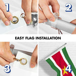 Load image into Gallery viewer, G128 Combo Pack: 6 Ft Tangle Free Aluminum Spinning Flagpole (Silver) &amp; Suriname Surinamese Flag 3x5 Ft, LiteWeave Pro Series Printed 150D Polyester  Pole with Flag Included