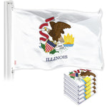 Load image into Gallery viewer, G128 5 Pack: Illinois IL State Flag  3x5 Ft  LiteWeave Pro Series Printed 150D Polyester  Indoor/Outdoor, Vibrant Colors, Brass Grommets, Thicker and More Durable Than 100D 75D Polyester
