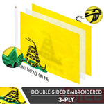 Load image into Gallery viewer, G128 2 Pack: Gadsden Don't Tread On Me Flag  20x30 In  Double ToughWeave Series Double Sided Embroidered 210D  Historical Flag, Embroidered Design, Indoor/Outdoor, Brass Grommets, Heavy Duty, 3ply