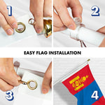Load image into Gallery viewer, G128 Combo Pack: 6 Ft Tangle Free Aluminum Spinning Flagpole (White) &amp; Mongolia Mongolian Flag 3x5 Ft, LiteWeave Pro Series Printed 150D Polyester  Pole with Flag Included