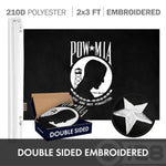 Load image into Gallery viewer, G128 Combo Pack: American USA Flag ToughWeave Series 2x3 Ft Single Sided &amp; POW MIA Flag Double Sided 2x3 Ft Double ToughWeave Series  Both Embroidered Polyester, Brass Grommets