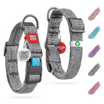 Load image into Gallery viewer, Reflective Cotton Dog Collar 10-16 inch Neck x 4/5 inch Wide Eco Friendly Alt to Nylon Collar for Small Medium and Large Dogs Pet Collar with QR ID Tag Puppy Collar for Large Breed Dogs Adjustable Male Female Dog Collar