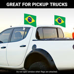 Load image into Gallery viewer, G128 2 Pack: Brazil Brazilian Car Flag  11x17 In  Double LiteWeave Pro Series Double Sided Printed 150D Polyester  Flagpole Included  Perfect for Festival Celebrations, Parades