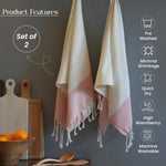 Load image into Gallery viewer, The Fine Living Co. Turkish Hand Towels Set of 2  100% Cotton Kitchen and Bathroom Hand Towels Decorative Hand Towels for Bath Guest Face Hair Tea Dishcloth 40”x18” (White &amp; red)