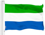 Load image into Gallery viewer, G128 Sierra Leone Sierra Leonean Flag  3x5 Ft  LiteWeave Pro Series Printed 150D Polyester  Country Flag, Vibrant Colors, Brass Grommets, Thicker and More Durable Than 100D 75D Polyester