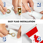 Load image into Gallery viewer, G128 Combo Pack: 6 Ft Tangle Free Aluminum Spinning Flagpole (White) &amp; Canada Canadian Flag 3x5 Ft, ToughWeave Series Embroidered 210D Polyester  Pole with Flag Included