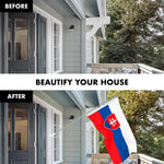 Load image into Gallery viewer, G128 Combo Pack: 6 Ft Tangle Free Spinning Flagpole (Silver) &amp; Slovakia Flag 3x5 Ft Printed 150D Polyester, Brass Grommets (Flag Included) Aluminum Flag Pole