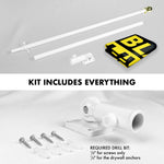 Load image into Gallery viewer, Combo Pack: 6 Feet Tangle Free Spinning Flagpole (White) Black Lives Matter (Black/Yellow) Flag 3x5 ft Printed 150D Brass Grommets (Flag Included) Aluminum Flag Pole