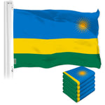 Load image into Gallery viewer, G128 5 Pack: Rwanda Rwandan Flag  3x5 Ft  LiteWeave Pro Series Printed 150D Polyester  Country Flag, Indoor/Outdoor, Vibrant Colors, Brass Grommets, Thicker and More Durable Than 100D 75D Polyester